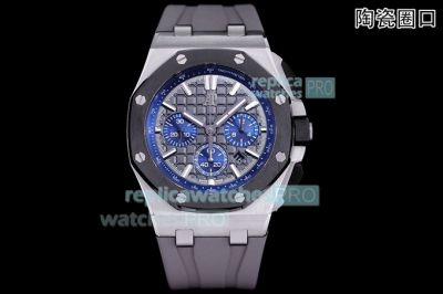 Copy Audemars Piguet Royal Oak Offshore watch Black Dial Black Ceramic Bezel Black rubber Strap